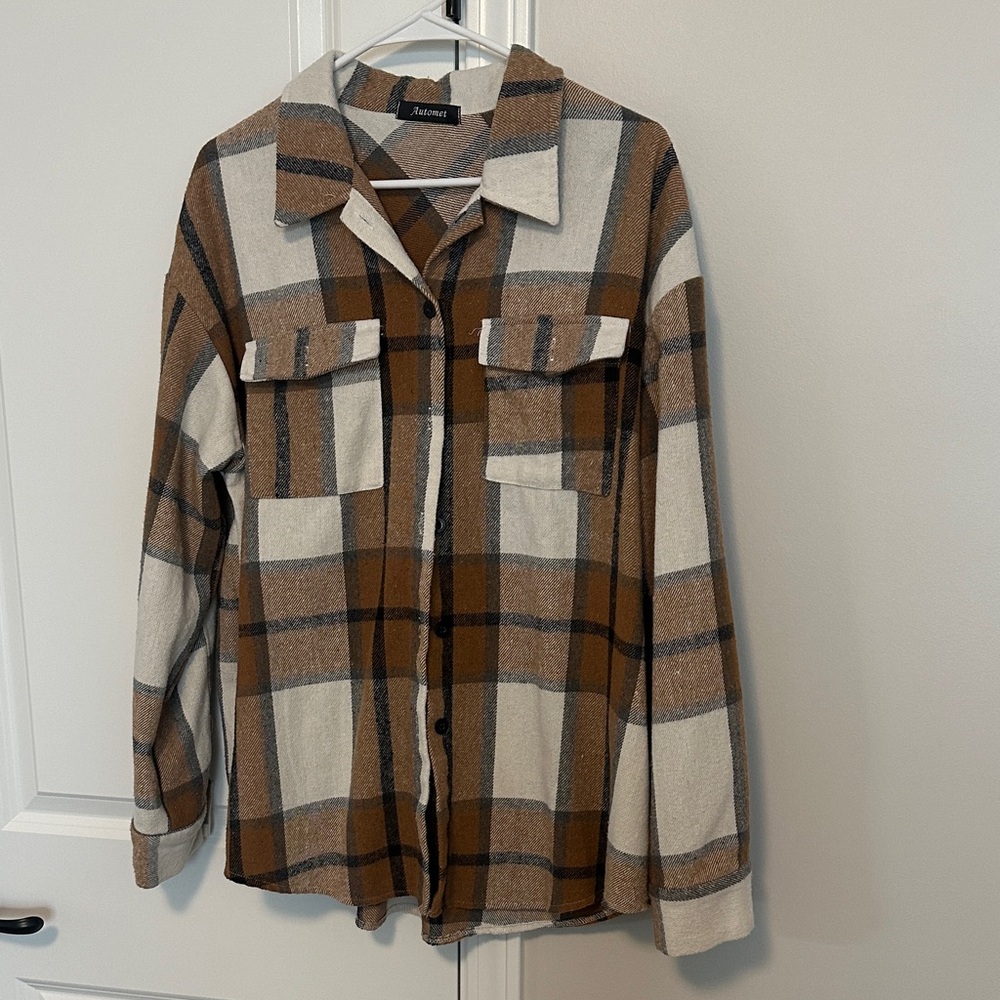 Plaid Button-Up Women Sweater